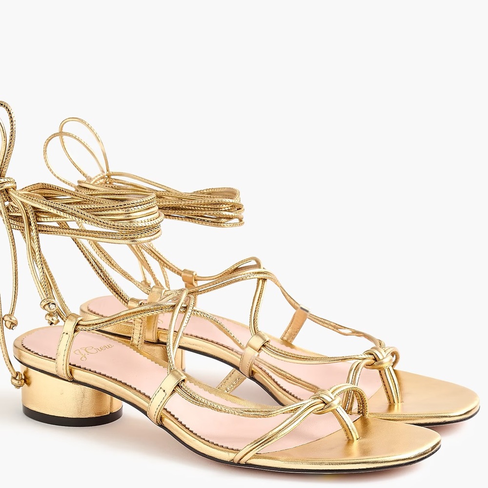 J Crew Metallic Gold Lace-Up Strappy Sandal
